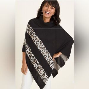 NWT Chico’s Leopard strip poncho L/XL